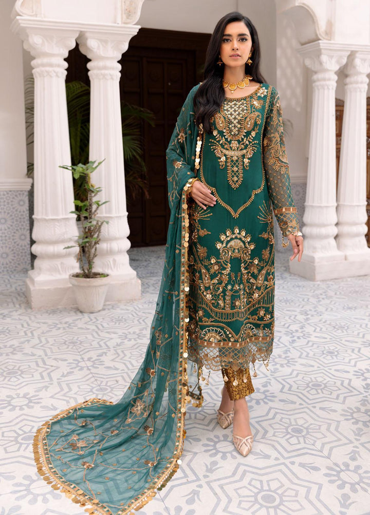 Belle Robe by Emaan Adeel Embroidered Chiffon Suits Unstitched 3 Piece EA22-BR3 306 - Luxury Collection