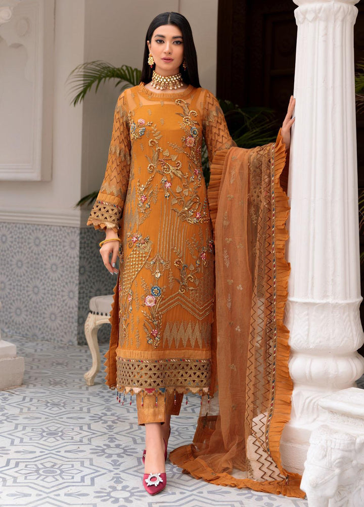 Belle Robe by Emaan Adeel Embroidered Chiffon Suits Unstitched 3 Piece EA22-BR3 308 - Luxury Collection