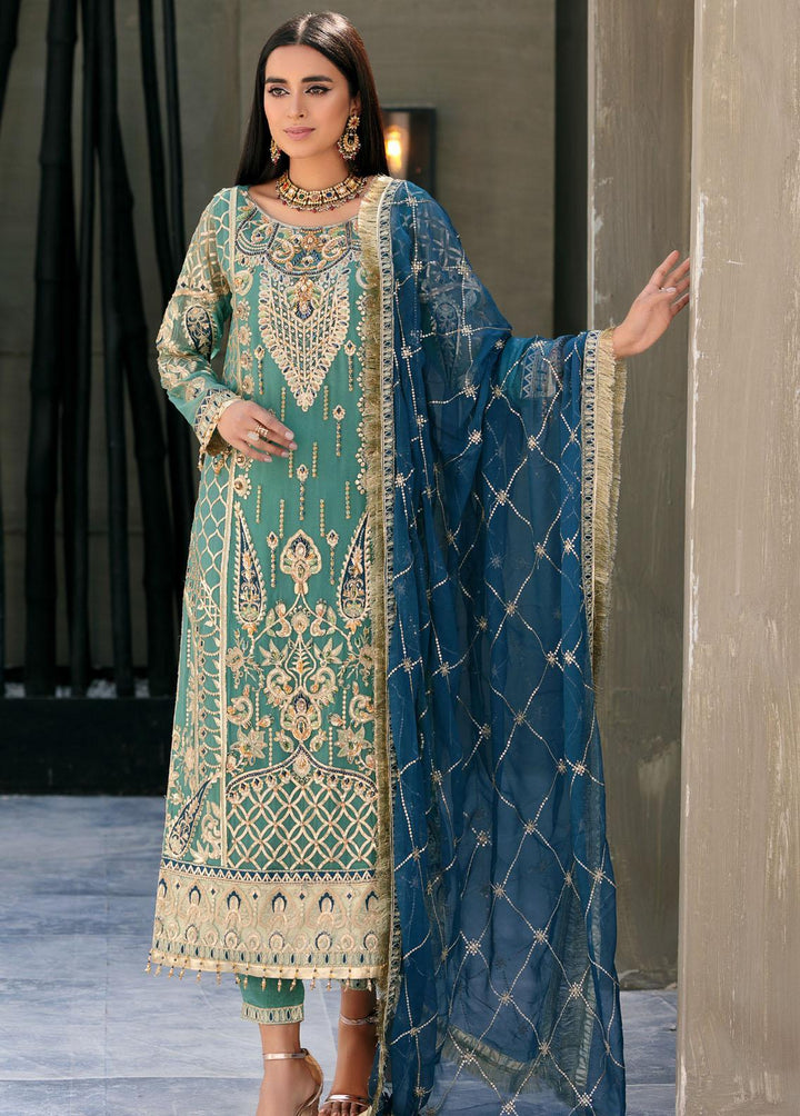 Belle Robe by Emaan Adeel Embroidered Chiffon Suits Unstitched 3 Piece EA22-BR4 BL-402 - Luxury Collection