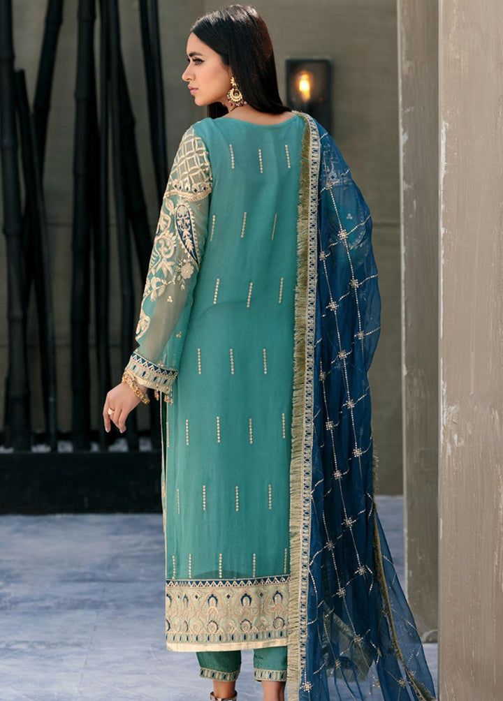 Belle Robe by Emaan Adeel Embroidered Chiffon Suits Unstitched 3 Piece EA22-BR4 BL-402 - Luxury Collection