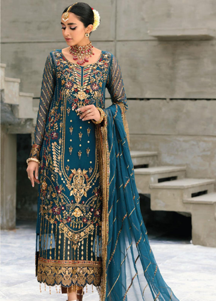 Belle Robe by Emaan Adeel Embroidered Chiffon Suits Unstitched 3 Piece EA22-BR4 BL-404 - Luxury Collection