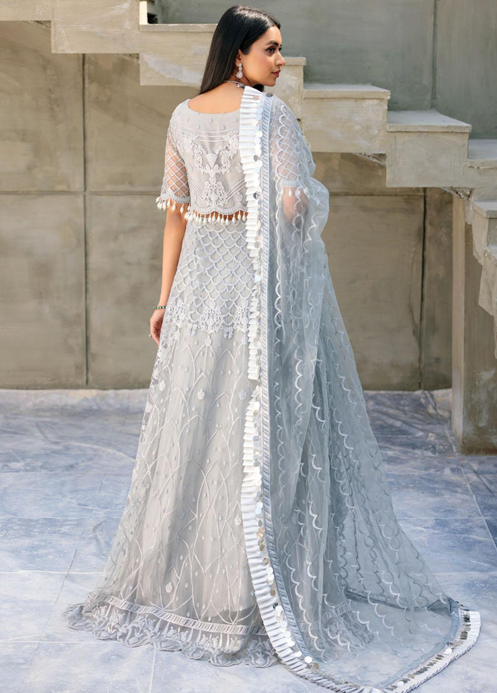 Belle Robe by Emaan Adeel Embroidered Net Suits Unstitched 3 Piece EA22-BR4 BL-405 - Luxury Collection