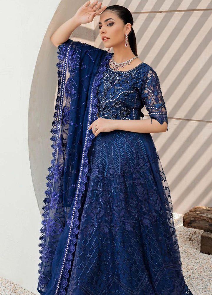 Belle Robe by Emaan Adeel Embroidered Net Suits Unstitched 3 Piece EA22BR-5 BL-510 - Luxury Collection
