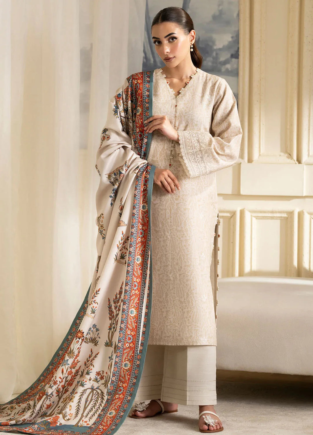 Bellini By Seran Embroidered Khaddar Suit Unstitched 3 Piece SRN24BW D-02 Anora - Winter Collection