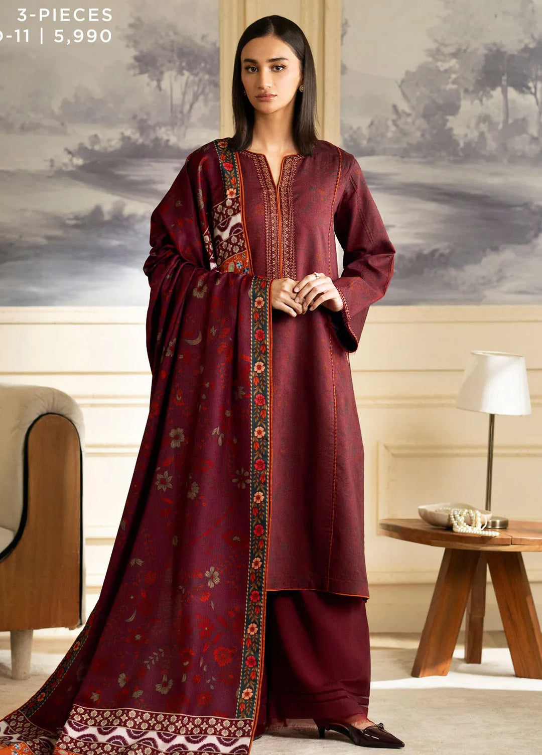 Bellini By Seran Embroidered Viscose Suit Unstitched 3 Piece SRN24BW D-11 Valia - Winter Collection