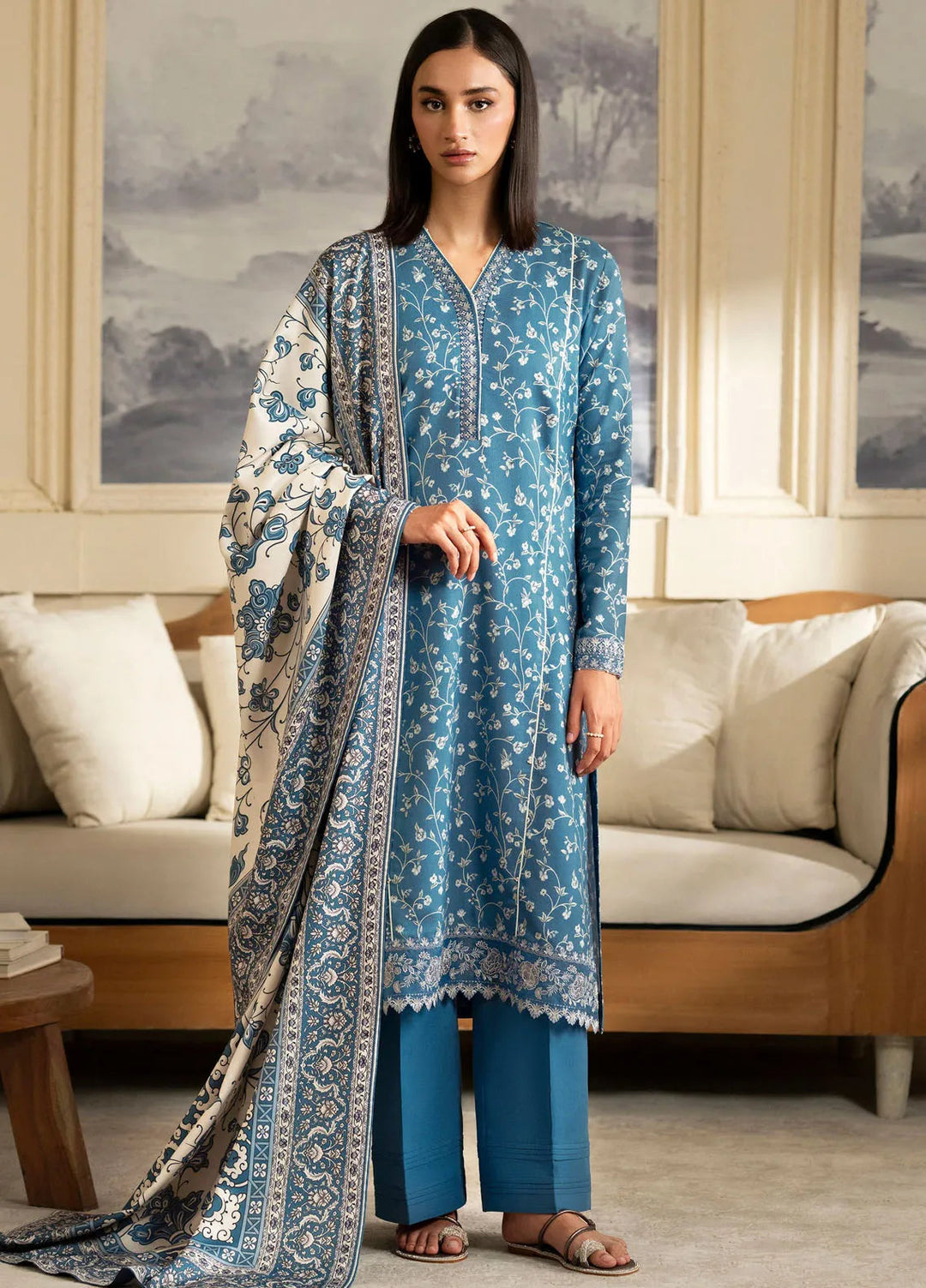 Bellini By Seran Embroidered Viscose Suit Unstitched 3 Piece SRN24BW D-12 Rina - Winter Collection