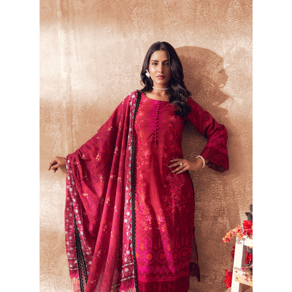 Liyana by Mashra RTW Printed Lawn 3 Piece Suit Berry Casual Collection