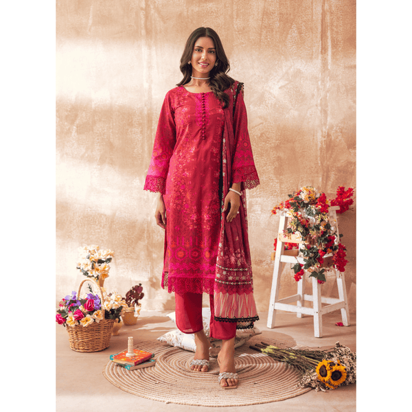 Liyana by Mashra RTW Printed Lawn 3 Piece Suit Berry Casual Collection