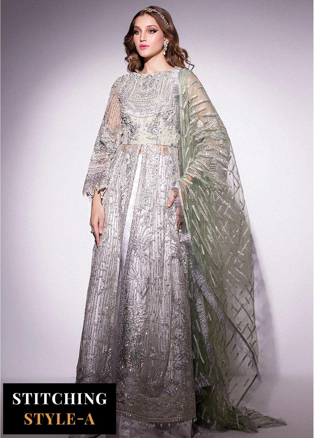 Mushq Embroidered Net Suits Unstitched 3 Piece MQ24BM BOM-01 Ocean Wave - Luxury Collection