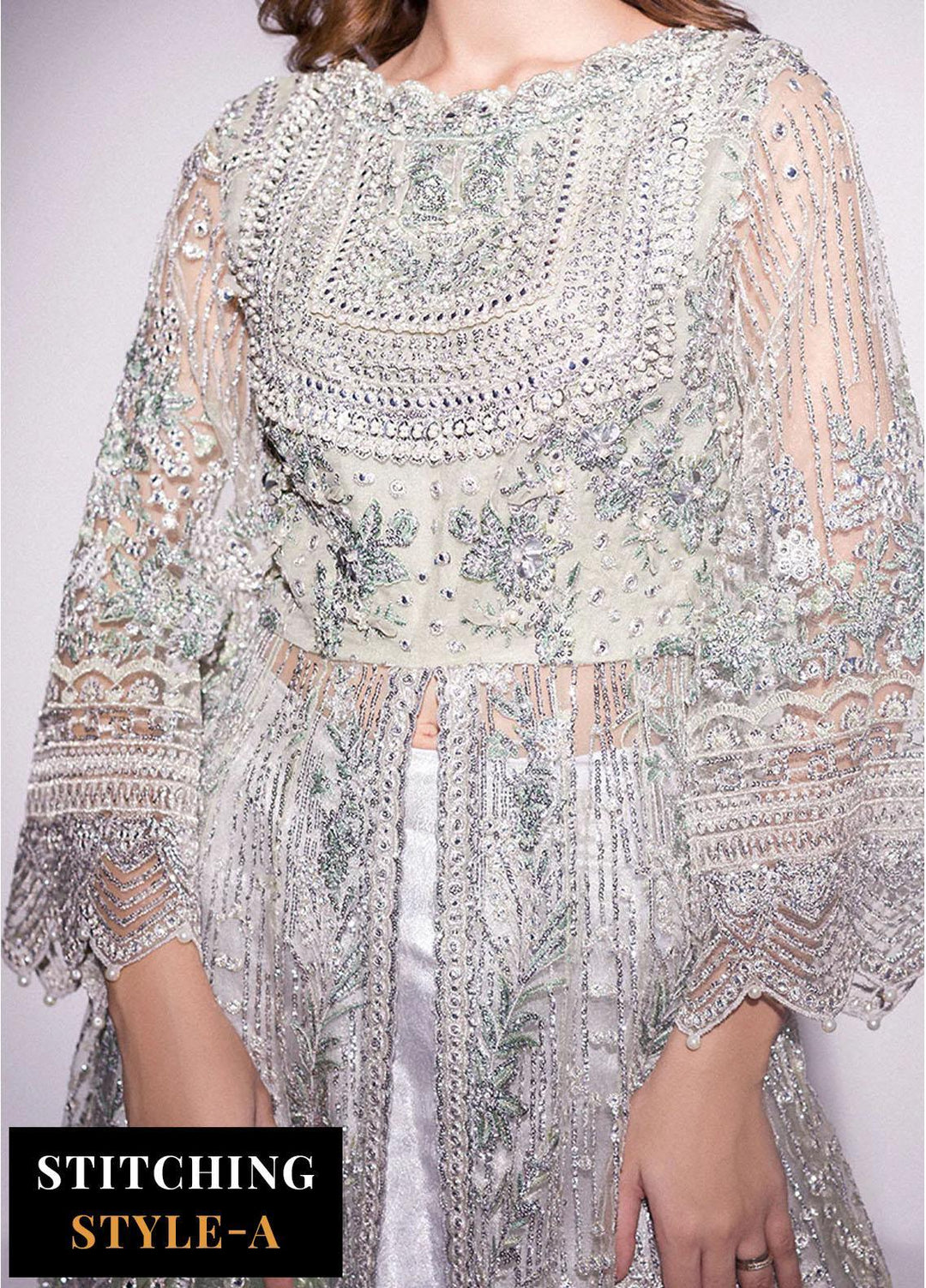 Mushq Embroidered Net Suits Unstitched 3 Piece MQ24BM BOM-01 Ocean Wave - Luxury Collection