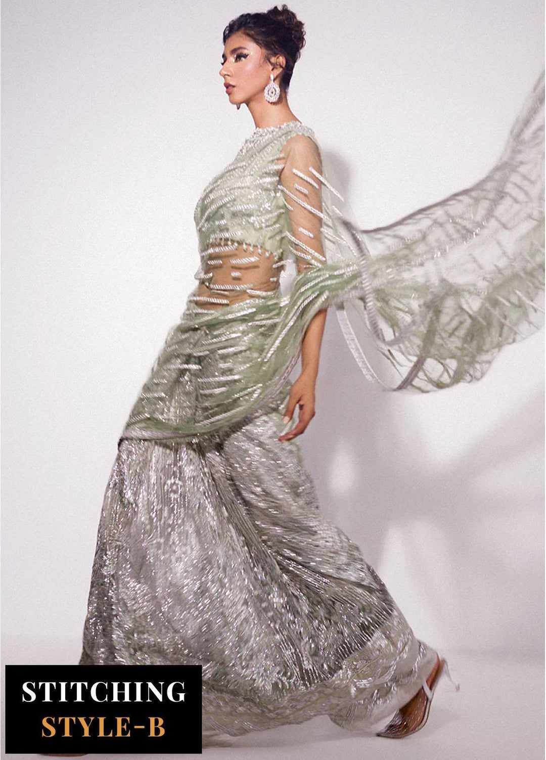 Mushq Embroidered Net Suits Unstitched 3 Piece MQ24BM BOM-01 Ocean Wave - Luxury Collection