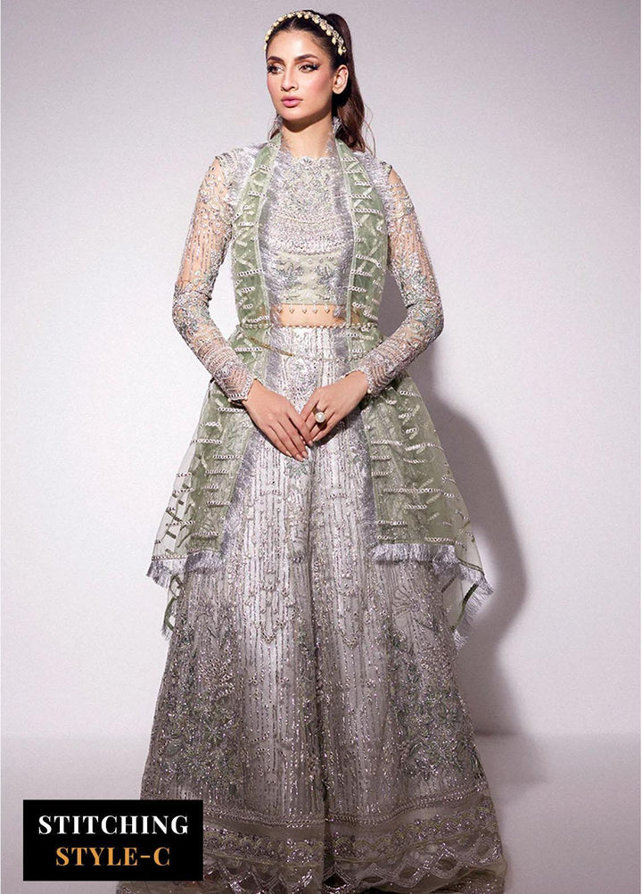 Mushq Embroidered Net Suits Unstitched 3 Piece MQ24BM BOM-01 Ocean Wave - Luxury Collection