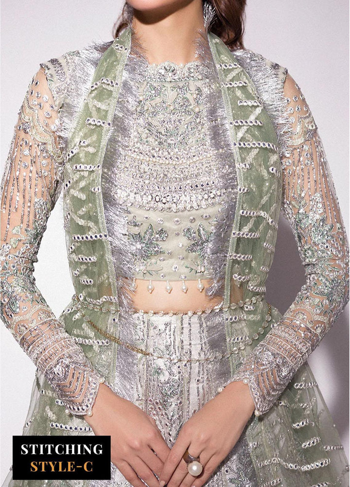 Mushq Embroidered Net Suits Unstitched 3 Piece MQ24BM BOM-01 Ocean Wave - Luxury Collection