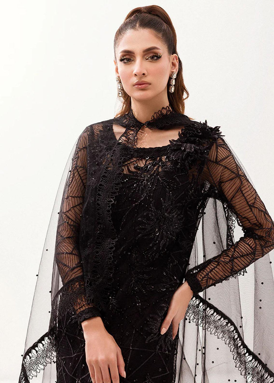 Mushq Embroidered Net Suits Unstitched 3 Piece MQ24BM BOM-02 Helena - Luxury Collection