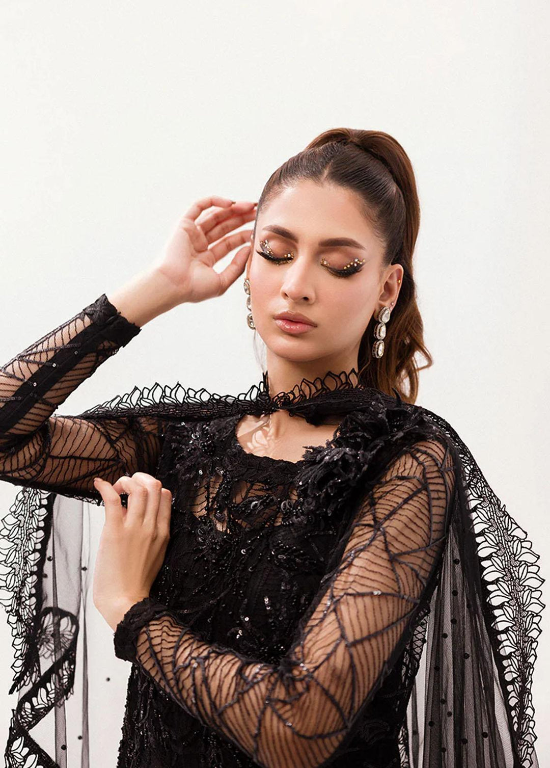 Mushq Embroidered Net Suits Unstitched 3 Piece MQ24BM BOM-02 Helena - Luxury Collection