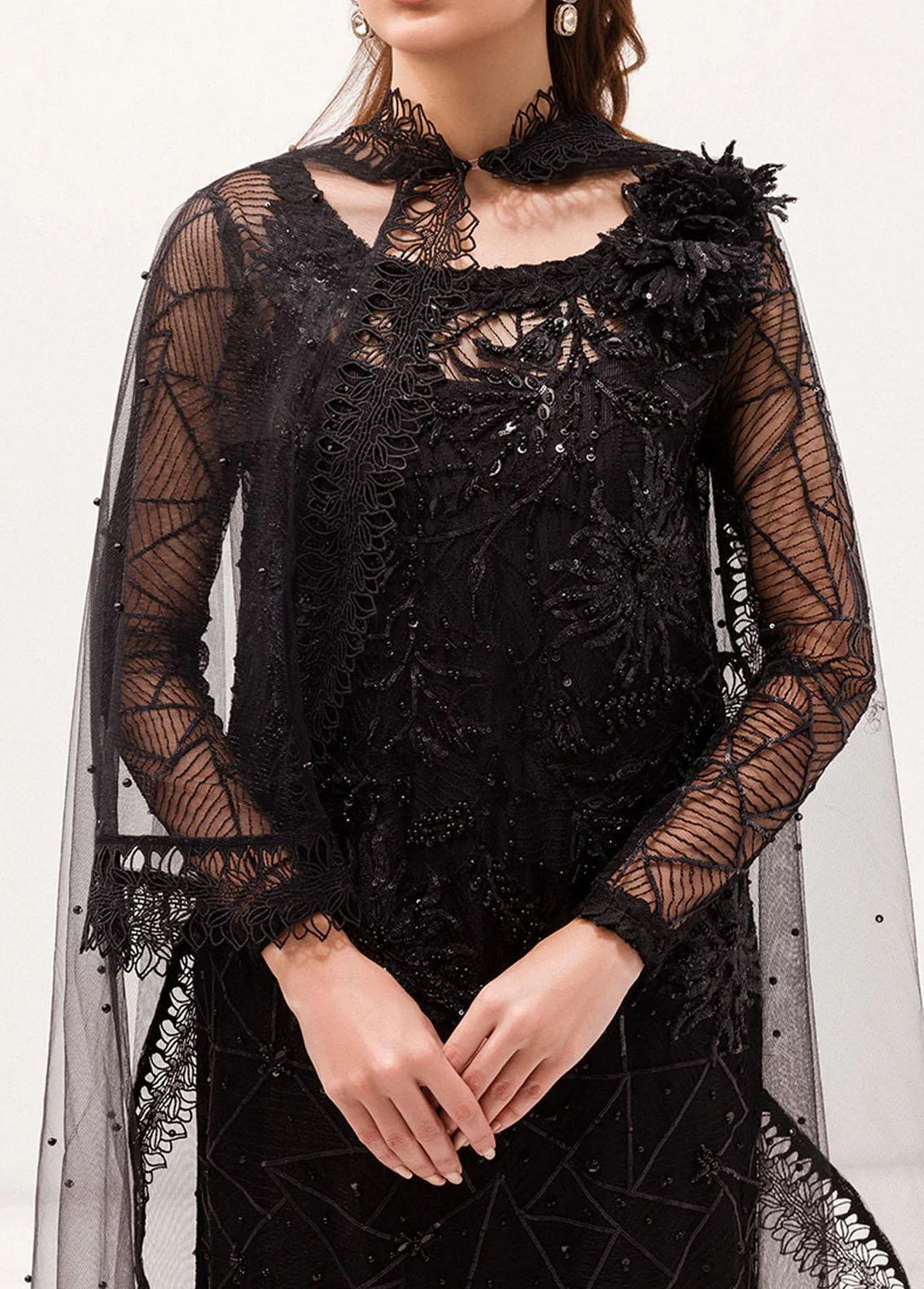 Mushq Embroidered Net Suits Unstitched 3 Piece MQ24BM BOM-02 Helena - Luxury Collection