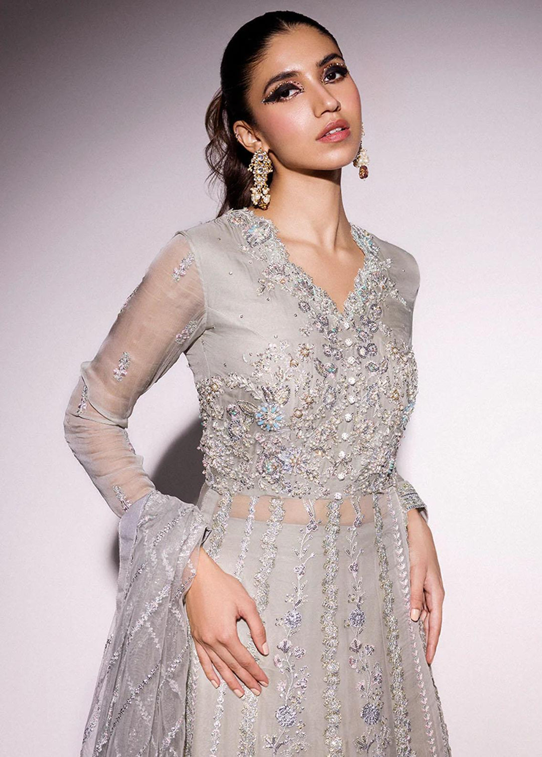 Mushq Embroidered Chiffon Suits Unstitched 4 Piece MQ24BM BOM-03 Scotch Mist - Luxury Collection