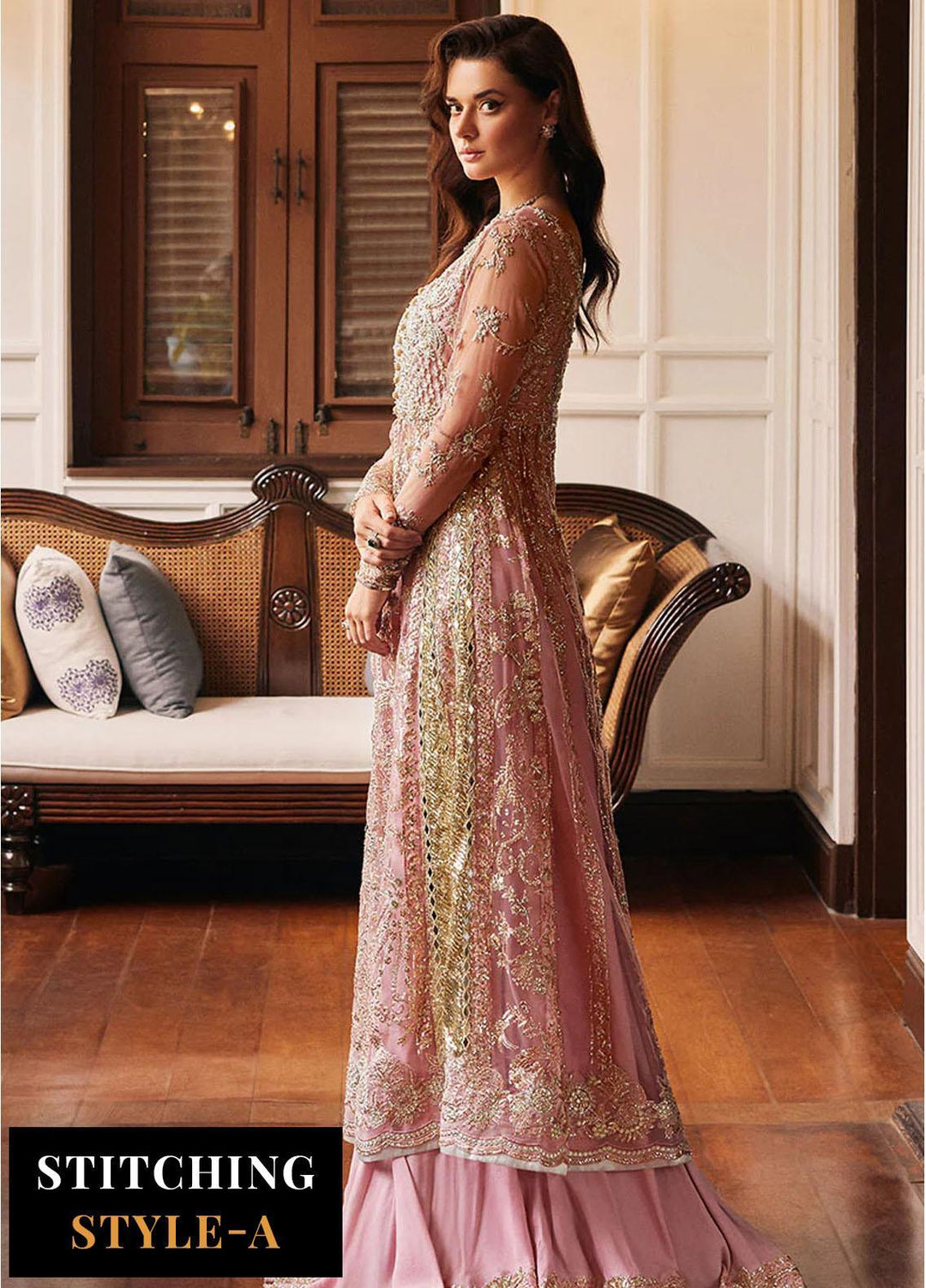 Mushq Embroidered Net Suits Unstitched 4 Piece MQ24BM BOM-04 Luster - Luxury Collection