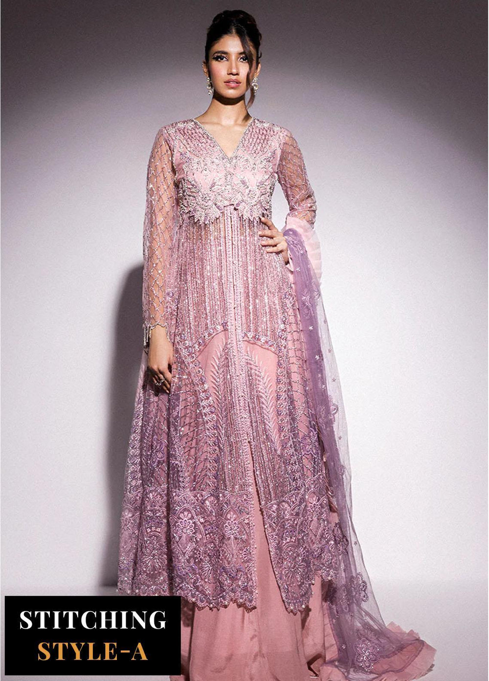Mushq Embroidered Net Suits Unstitched 4 Piece MQ24BM BOM-05 Mabel - Luxury Collection