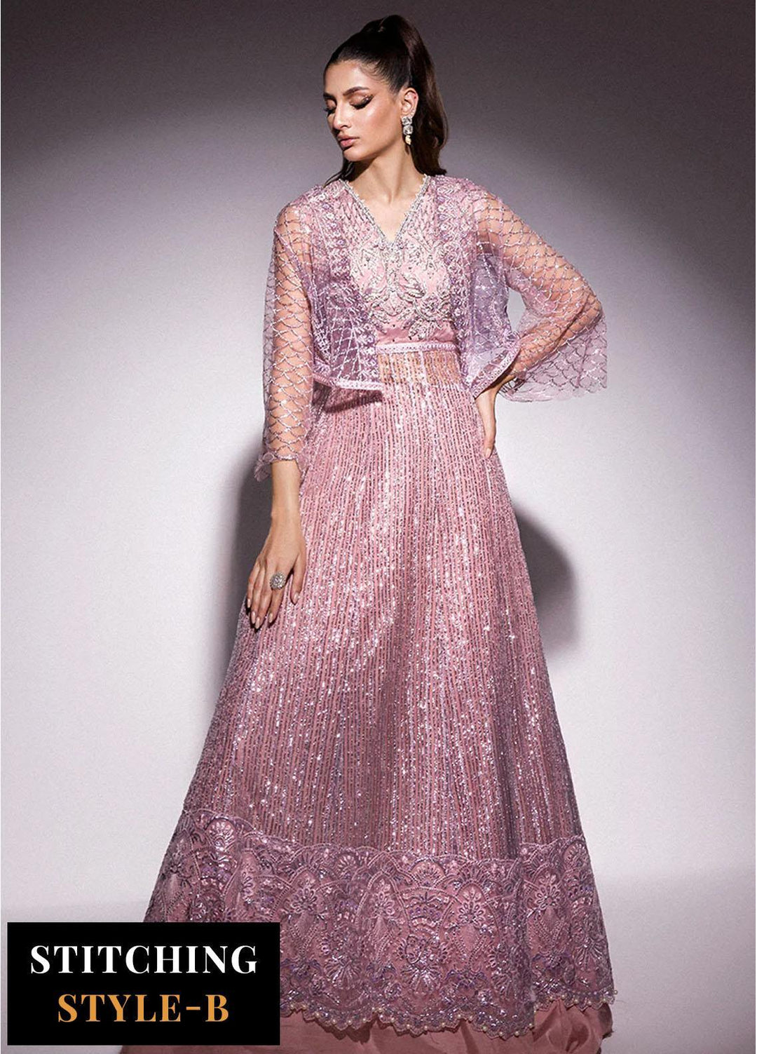 Mushq Embroidered Net Suits Unstitched 4 Piece MQ24BM BOM-05 Mabel - Luxury Collection