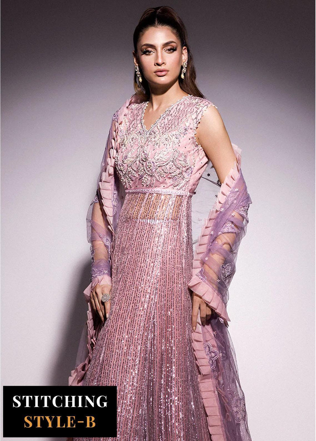 Mushq Embroidered Net Suits Unstitched 4 Piece MQ24BM BOM-05 Mabel - Luxury Collection