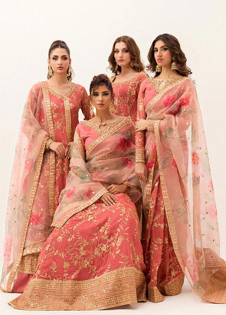 Mushq Embroidered Chiffon Suits Unstitched 4 Piece MQ24BM BOM-06 Coral Almond - Luxury Collection
