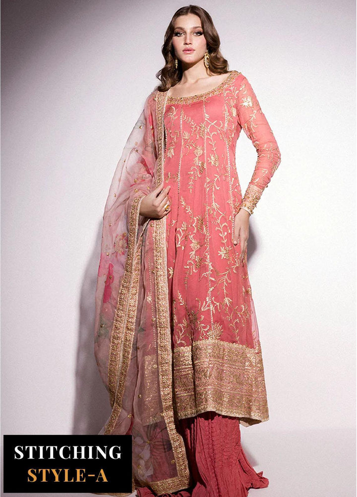 Mushq Embroidered Chiffon Suits Unstitched 4 Piece MQ24BM BOM-06 Coral Almond - Luxury Collection