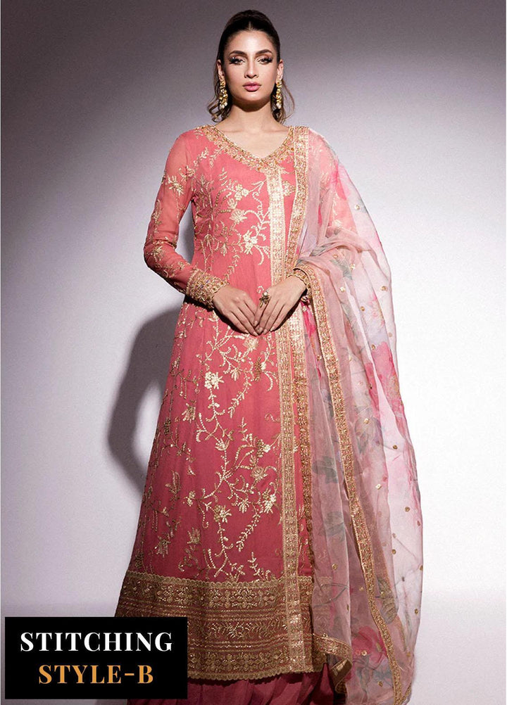 Mushq Embroidered Chiffon Suits Unstitched 4 Piece MQ24BM BOM-06 Coral Almond - Luxury Collection
