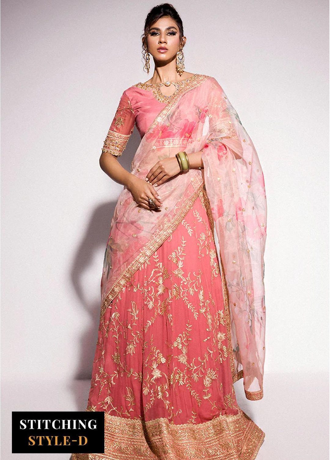 Mushq Embroidered Chiffon Suits Unstitched 4 Piece MQ24BM BOM-06 Coral Almond - Luxury Collection