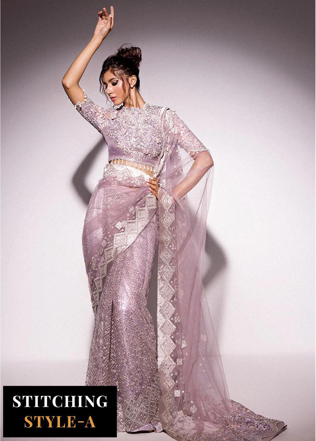 Mushq Embroidered Net Suits Unstitched 3 Piece MQ24BM BOM-10 Evening Haze - Luxury Collection