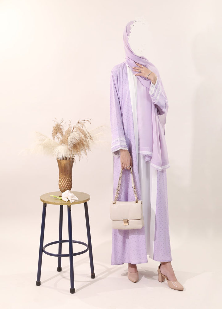 Bibayas Pret Embroidered Georgette 2 Piece Lavendar Haze Abaya