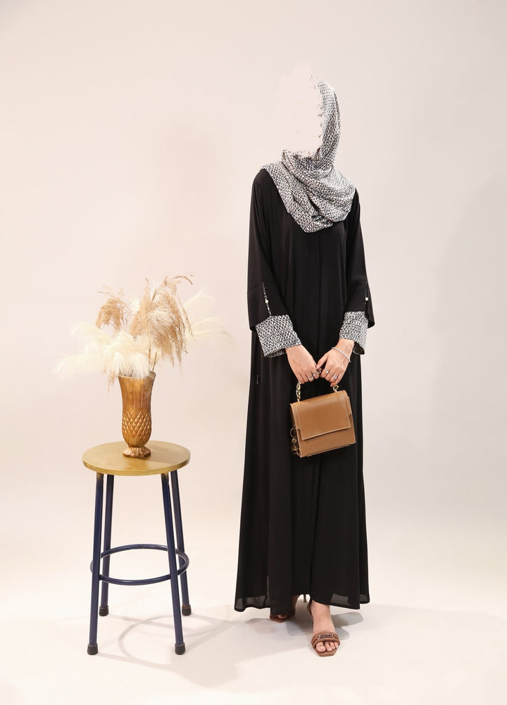 Bibayas Pret Embroidered Georgette 2 Piece Monochrome Grace Abaya