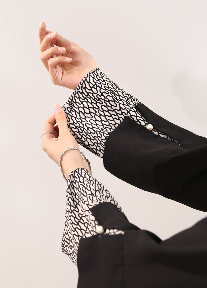 Bibayas Pret Embroidered Georgette 2 Piece Monochrome Grace Abaya