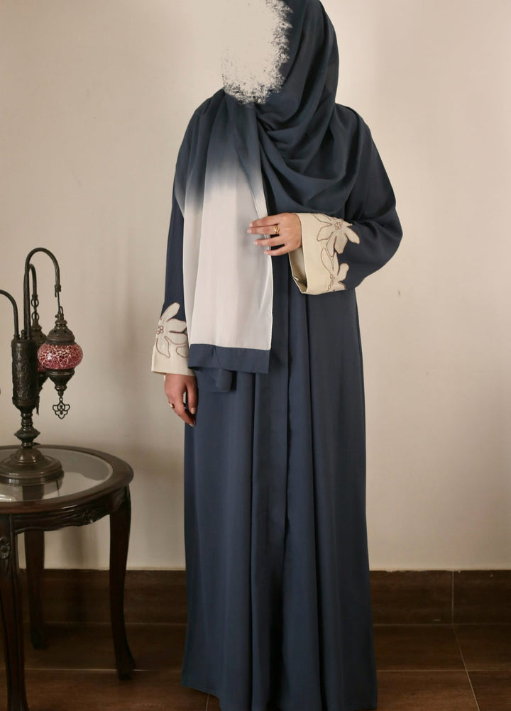 Bibayas Pret Embroidered Georgette 2 Piece Pearl Dusk Abaya