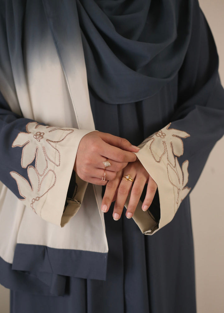 Bibayas Pret Embroidered Georgette 2 Piece Pearl Dusk Abaya