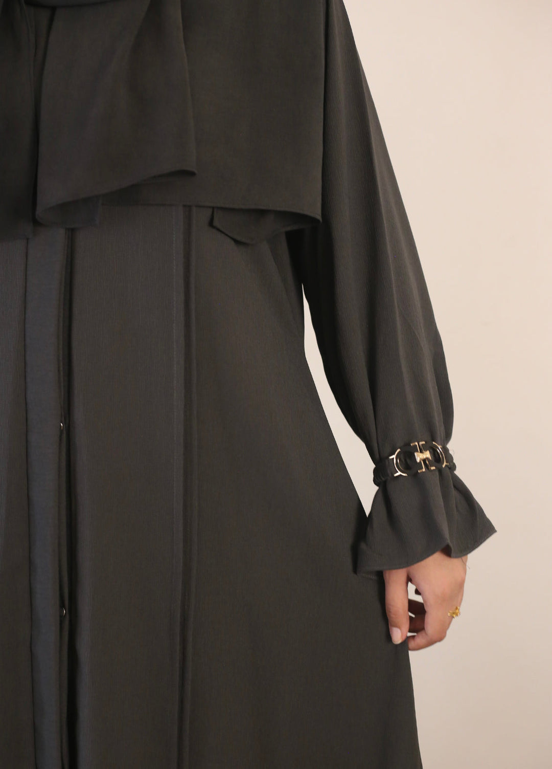 Bibayas Pret Plain Georgette 2 Piece Ash Abaya