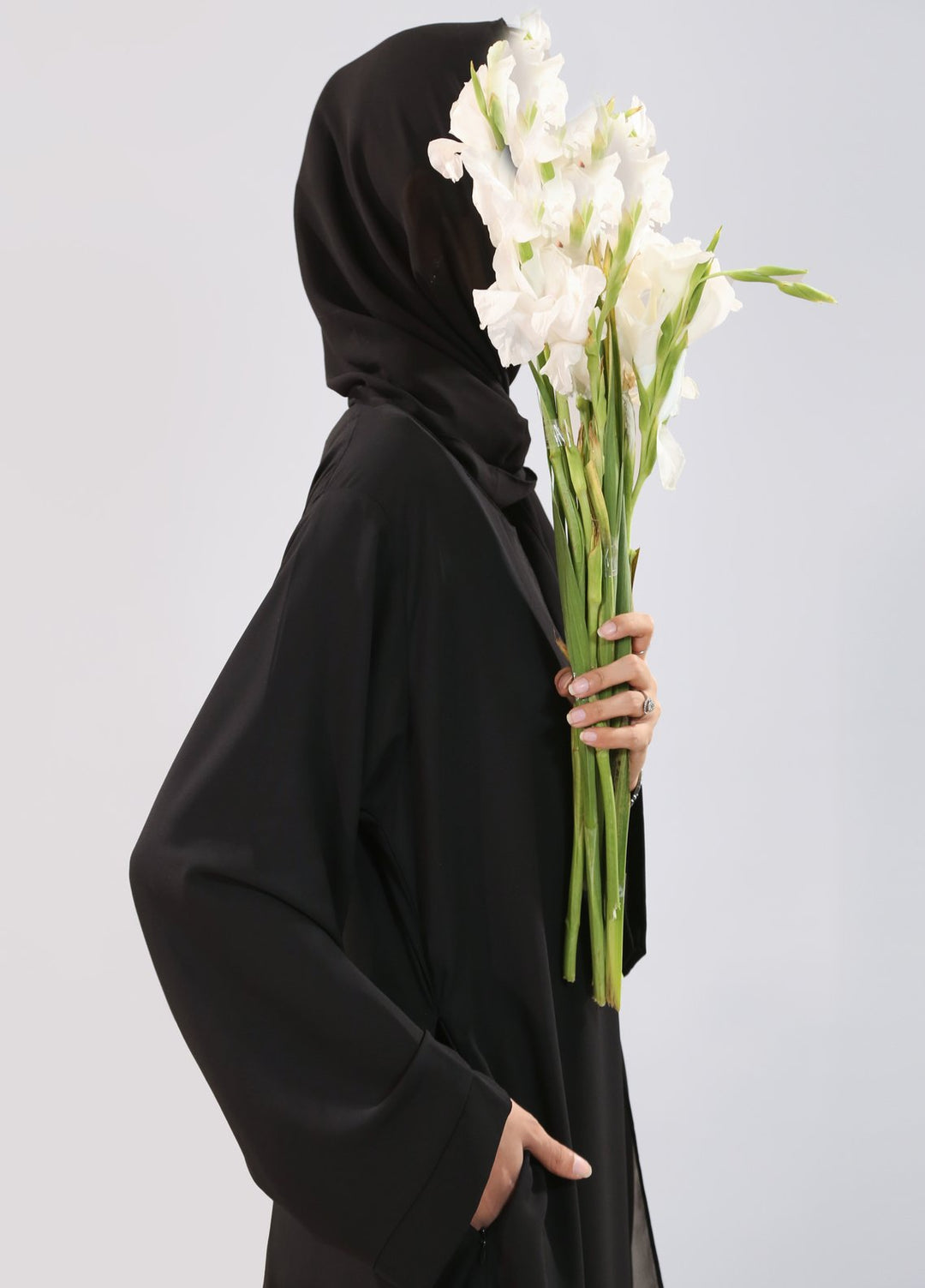 Bibayas Pret Plain Georgette 2 Piece Classic Front Open Abaya