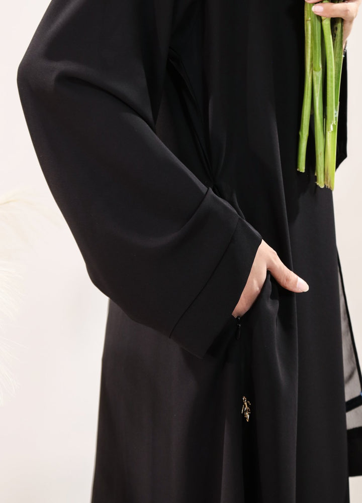 Bibayas Pret Plain Georgette 2 Piece Classic Front Open Abaya
