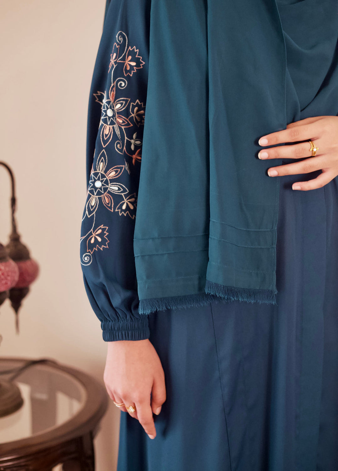 Bibayas Pret Plain Georgette 2 Piece Jade Abaya