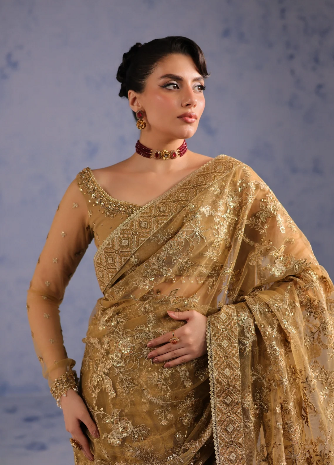 Amoris by Imran Ramzan Embroidered Saree Eblouissant Bijoutee - Wedding Collection