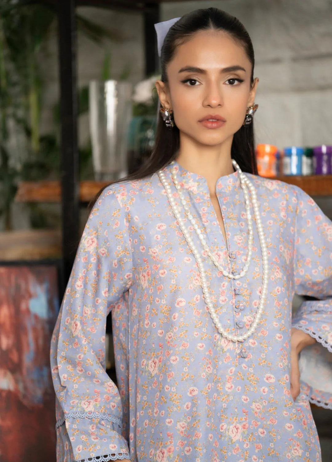 Bikharte Rung by Aisha Somaya Pret Printed Lawn Silk 2 Piece Suit Lavender Haze