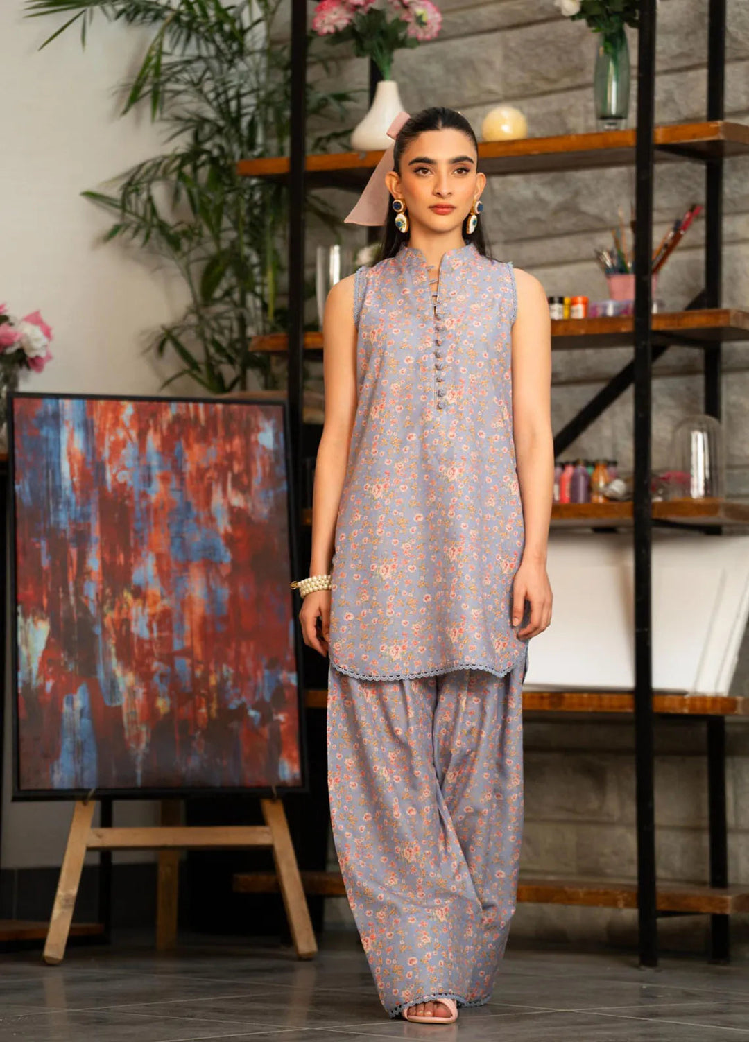 Bikharte Rung by Aisha Somaya Pret Printed Lawn Silk 2 Piece Suit Lilac Meadow