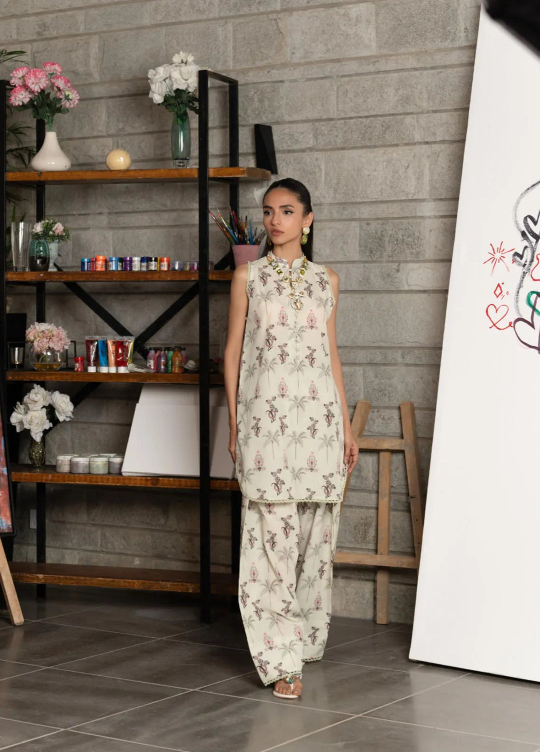 Bikharte Rung by Aisha Somaya Pret Printed Lawn Silk 2 Piece Suit Palm Whispers