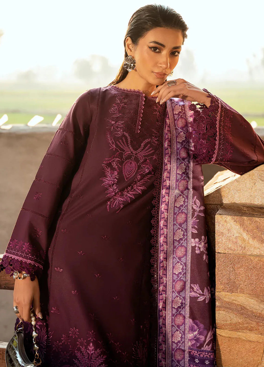 Bin Ilyas Embroidered Lawn Suits Unstitched 3 Piece BI25SE 316-A - Winter Collection