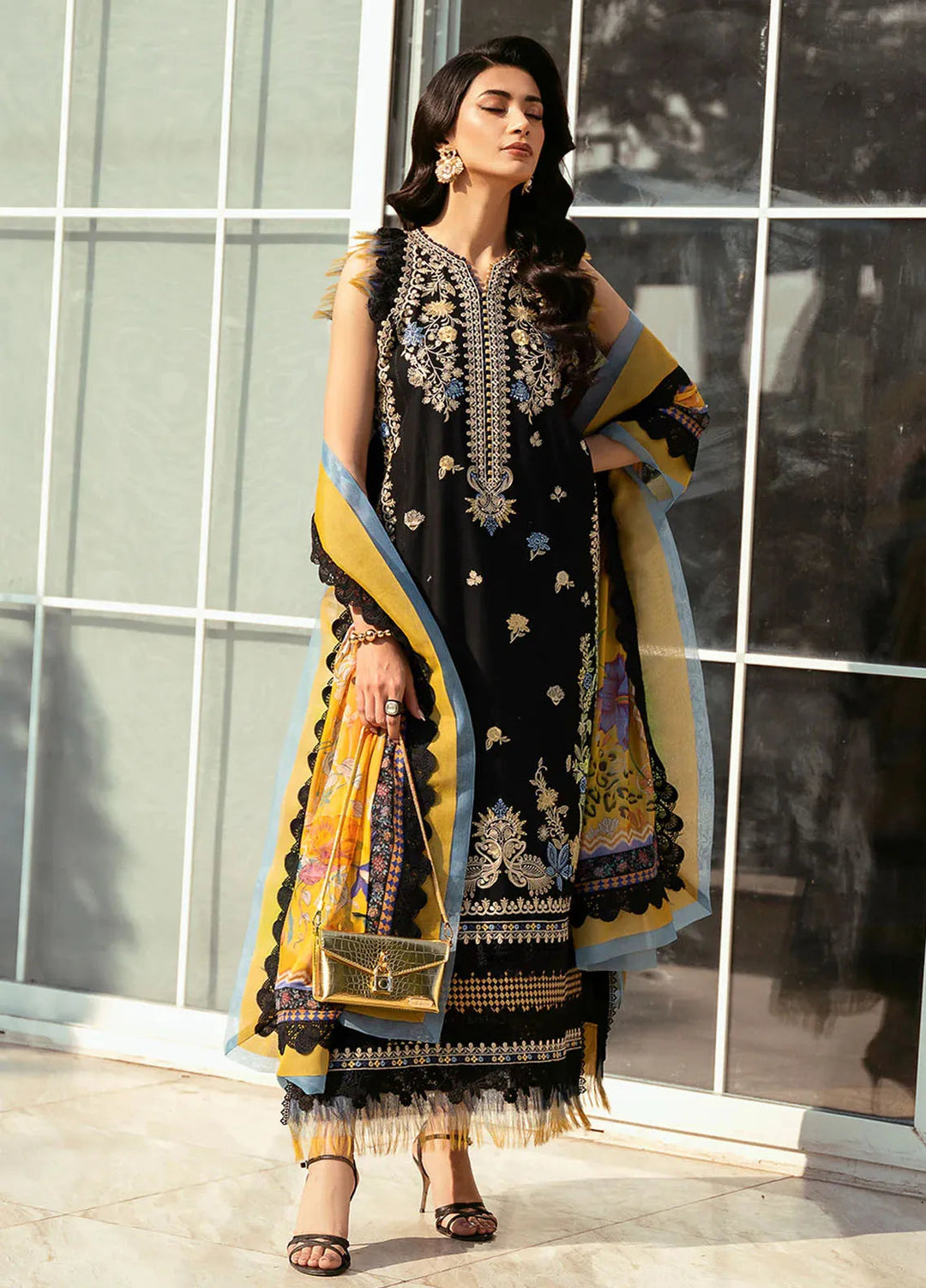 Bin Ilyas Embroidered Lawn Suits Unstitched 3 Piece BI25SE 317-A - Winter Collection