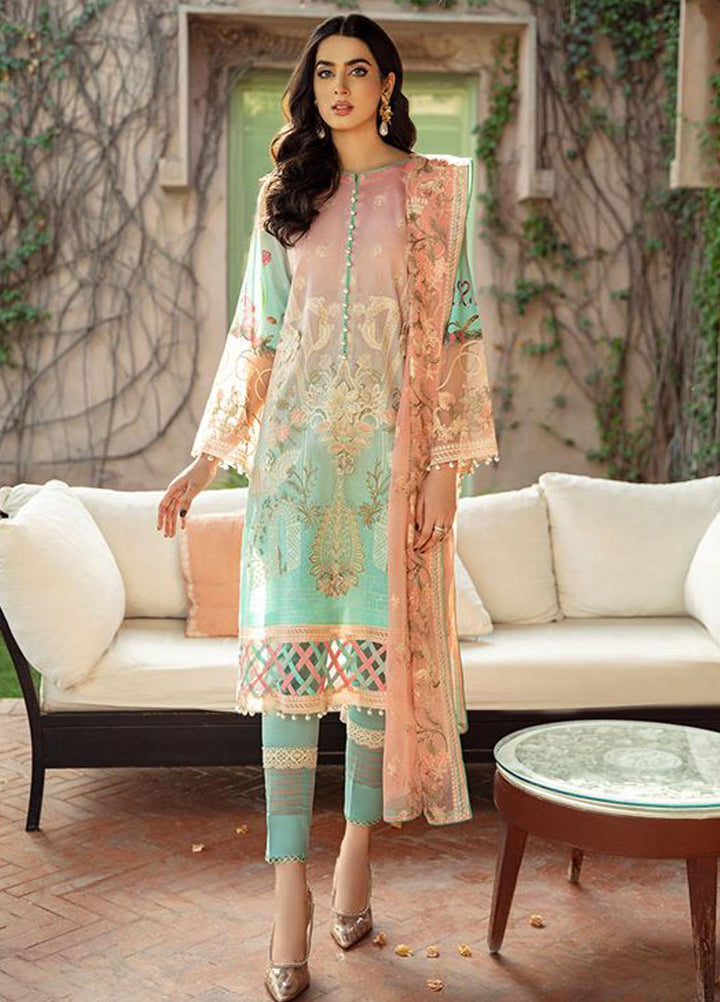 BIN ILYAS Embroidered Lawn Suits Unstitched 3 Piece BI21LL 1-A - Summer Collection