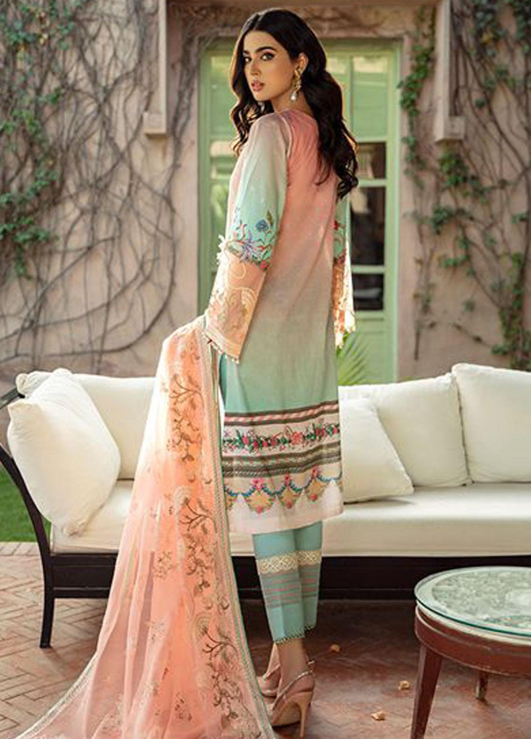 BIN ILYAS Embroidered Lawn Suits Unstitched 3 Piece BI21LL 1-A - Summer Collection