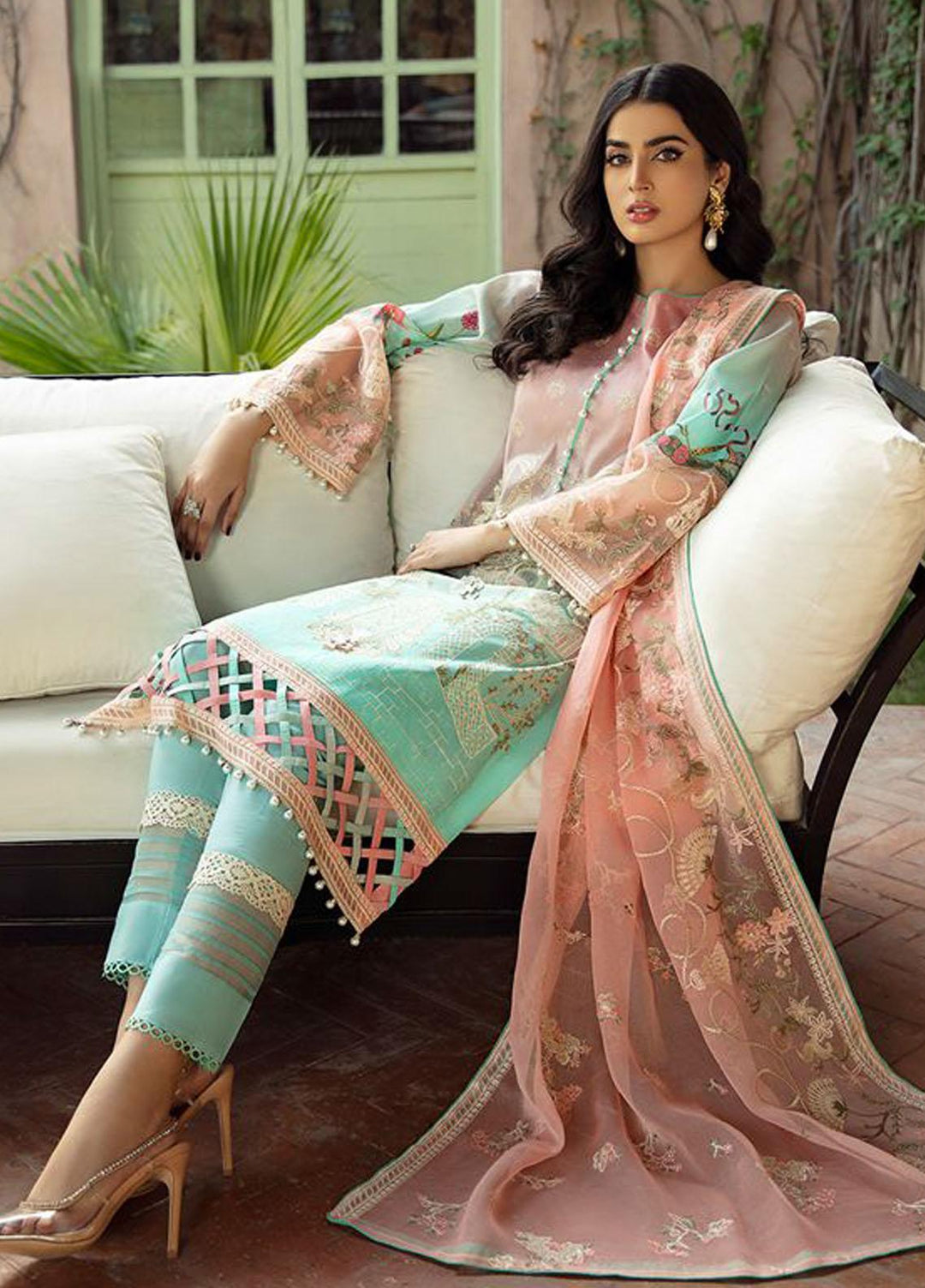 BIN ILYAS Embroidered Lawn Suits Unstitched 3 Piece BI21LL 1-A - Summer Collection