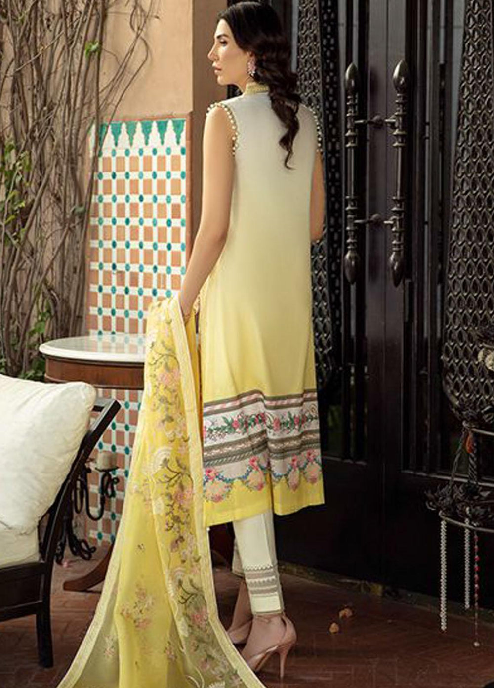 BIN ILYAS Embroidered Lawn Suits Unstitched 3 Piece BI21LL 1-B - Summer Collection