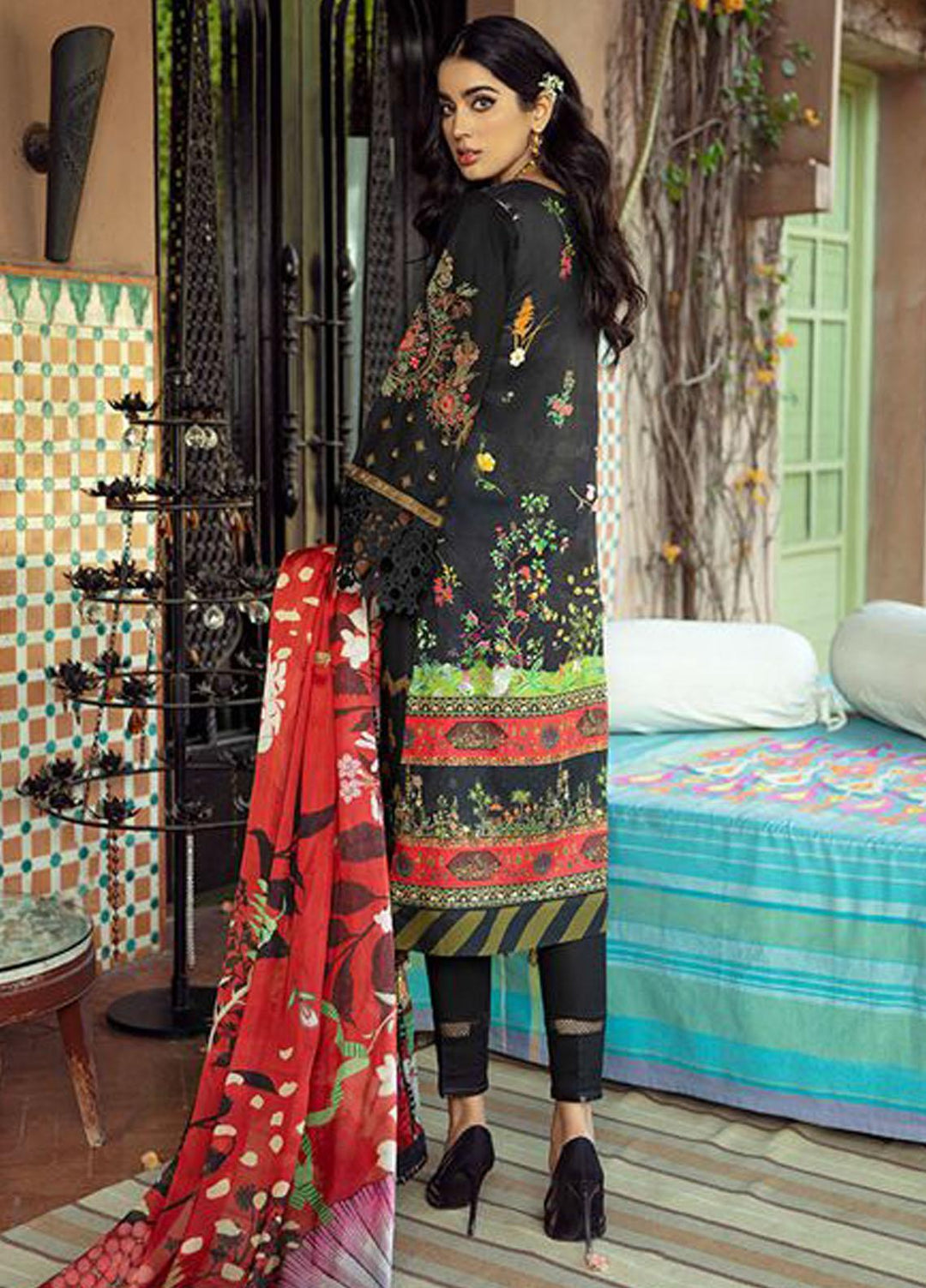 BIN ILYAS Embroidered Lawn Suits Unstitched 3 Piece BI21LL 2-A - Summer Collection
